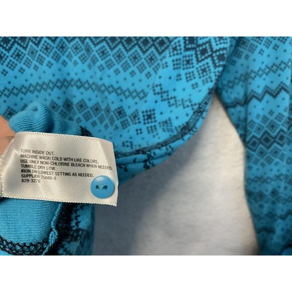 Made For Life Shirt Womens XL Teal Blue Henley Long Sleeve Geometric Pattern - Picture 3 of 6